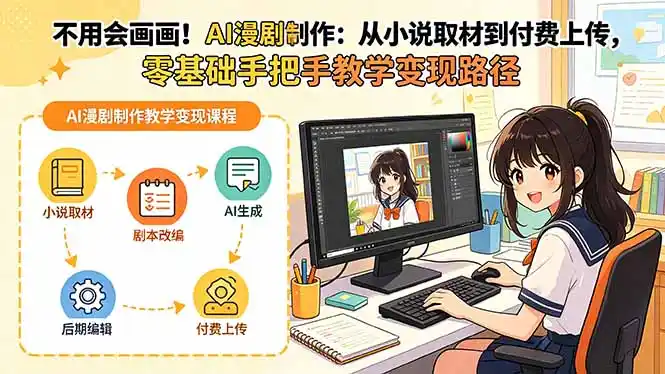 不用会画画！AI漫剧制作：从小说取材到付费上传，零基础手把手教学变现路径-汇课新知资源网