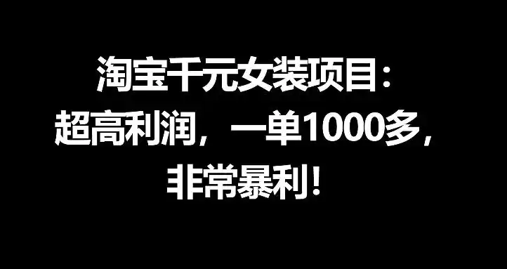 淘宝千元女装项目:超高利润,一单1000多,非常暴利-汇课新知资源网