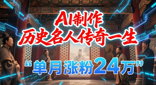 暴力起号！用AI制作历史名人传奇一生，单月涨粉24W，涨粉+变现赛道黑马来了-汇课新知资源网