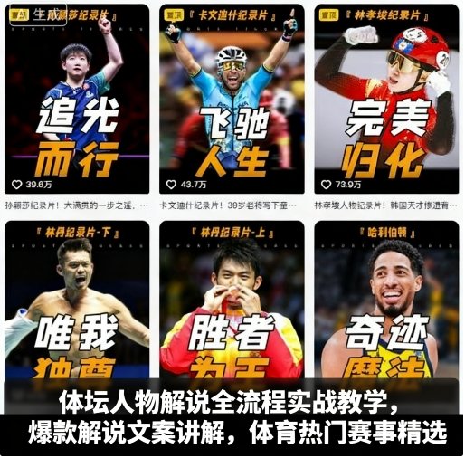 体坛人物解说全流程实战教学,爆款解说文案讲解,体育热门赛事精选-汇课新知资源网