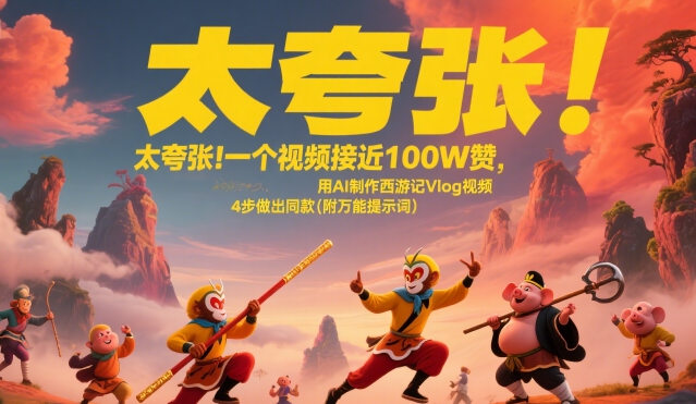 太夸张！一个视频接近100W赞，用AI制作西游记Vlog视频，全流程拆解来了(附万能提示词)-汇课新知资源网