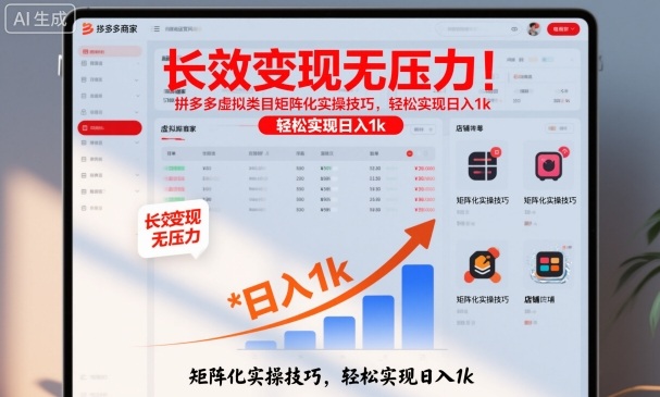 长效变现无压力!拼多多虚拟类目矩阵化实操技巧,轻松实现日入1k【揭秘】-汇课新知资源网
