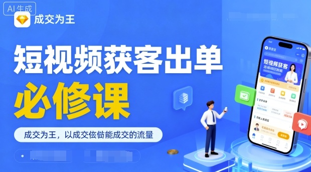 短视频获客出单必修课,成交为王,以成交为导向,直接做能成交的流量-汇课新知资源网