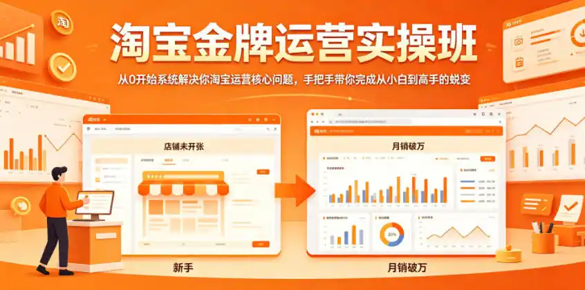 淘宝金牌运营实操班,从0开始系统解决你淘宝运营核心问题,手把手带你完成从小白到高手的蜕变-汇课新知资源网