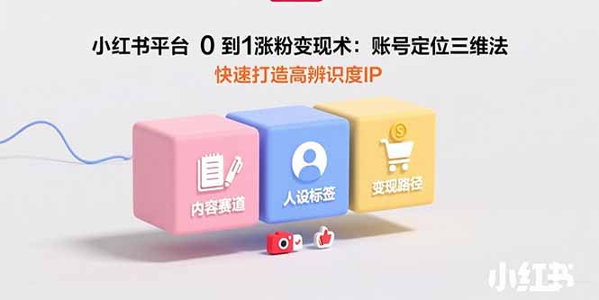 小红书平台0到1涨粉变现术：账号定位三维法，快速打造高辨识度IP-汇课新知资源网
