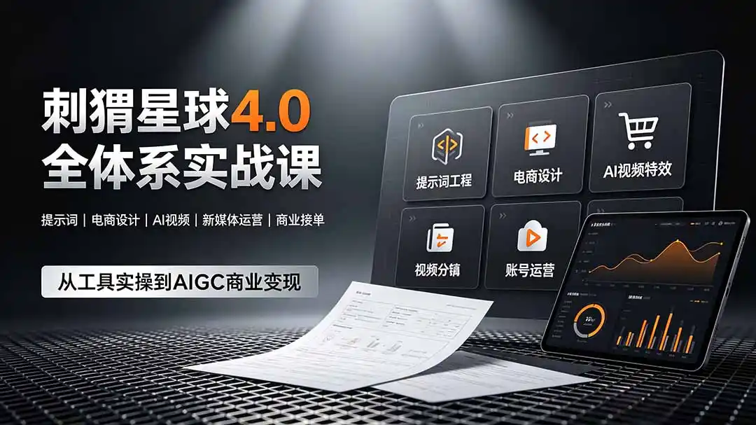 刺猬星球4.0全体系实战课,覆盖提示词工程、电商设计、AI视频特效与新媒体运营,一站式掌握AIGC商业核心技能-汇课新知资源网