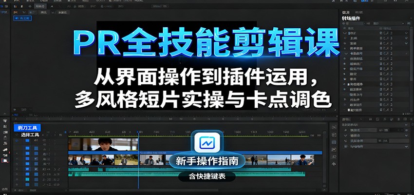 PR全技能剪辑课：从界面操作到插件运用，多风格短片实操与卡点调色-汇课新知资源网