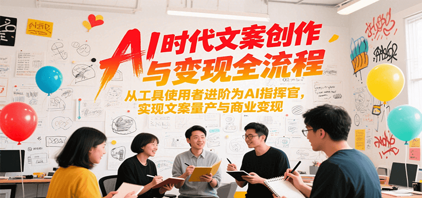 AI时代文案创作与变现全流程，从工具使用者进阶为AI指挥官，实现文案量产与商业变现-汇课新知资源网