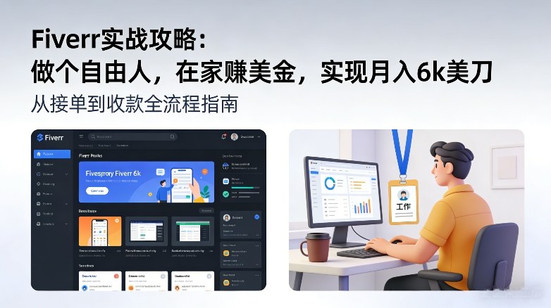 Fiverr实战攻略,做个自由人,在家賺美金,实现月入6k美刀-汇课新知资源网