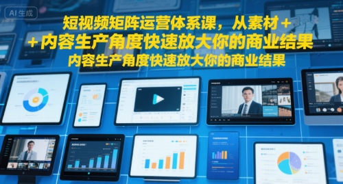 短视频矩阵运营体系课，从素材+内容生产角度快速放大你的商业结果-汇课新知资源网