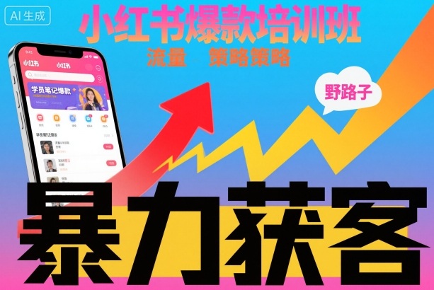 小红书爆款培训班,小红书获客野路子流量打法,暴力持续获客-汇课新知资源网