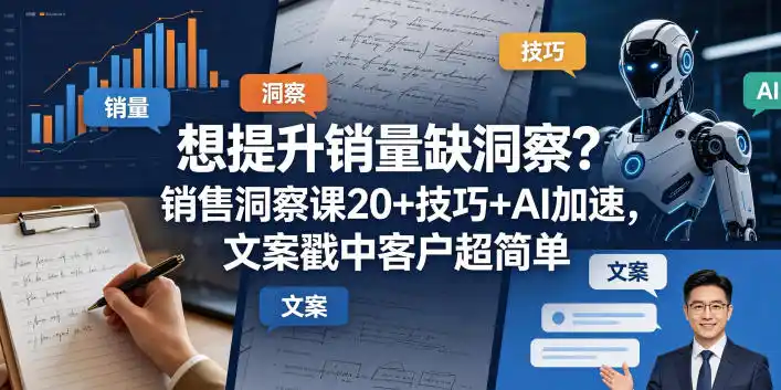 想提升销量缺洞察?销售洞察课20+技巧+AI加速,文案戳中客户超简单【原创双语字幕】-汇课新知资源网
