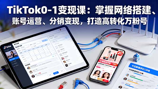 TikTok0-1变现课:掌握网络搭建、账号运营、分销变现,打造高转化万粉号-汇课新知资源网
