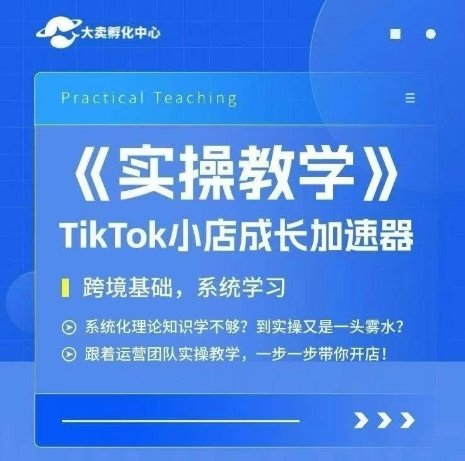 大卖家孵化中心TikTok实操课，TikTok小店成长加速器，跨境基础系统学习，一步一步带你开店-汇课新知资源网