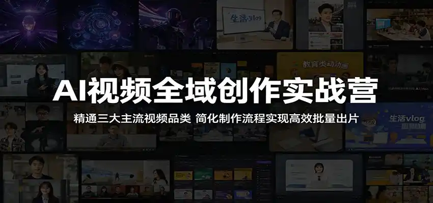 AI视频全域创作实战营：精通三大主流视频品类，简化制作流程实现高效批量出片-汇课新知资源网