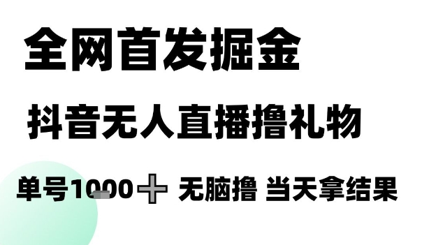 全网首发掘金抖音无人直播撸礼物，单号1k +无脑撸，当天拿结果【揭秘】-汇课新知资源网