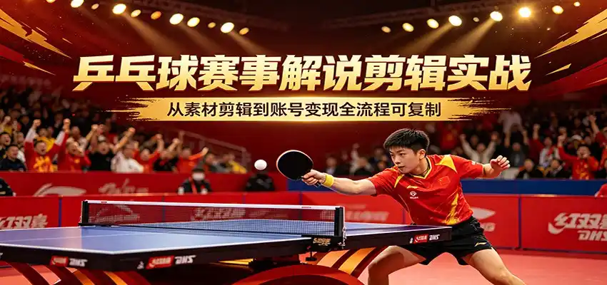 乒乓球赛事解说剪辑实战，从素材剪辑到账号变现全流程可复制-汇课新知资源网