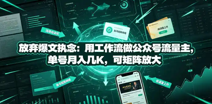 放弃爆文执念:用工作流做公众号流量主,单号月入几K,可矩阵放大-汇课新知资源网