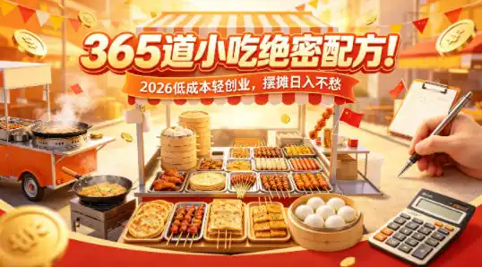 365道小吃绝密配方!2026低成本轻创业,摆摊日入不愁-汇课新知资源网
