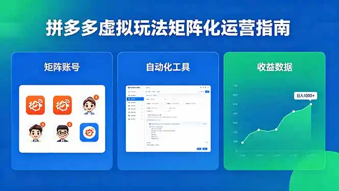 闭眼可复制的拼多多虚拟玩法，矩阵化运营，长期稳定日入 1000+-汇课新知资源网