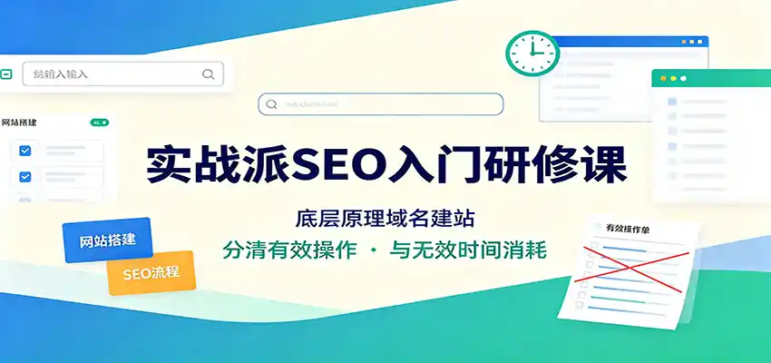 实战派SEO入门研修课：底层原理域名建站，分清有效操作与无效时间消耗-汇课新知资源网