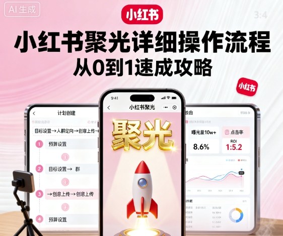 小红书聚光详细操作流程，小红书聚光从0到1速成攻略-汇课新知资源网