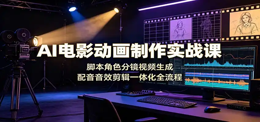 AI电影动画制作实战课：脚本角色分镜视频生成，配音音效剪辑一体化全流程-汇课新知资源网
