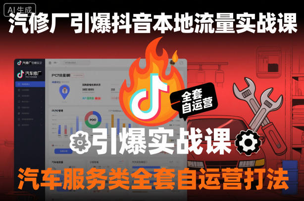 汽修厂引爆抖音本地流量实战课,汽车服务类全套自运营打法-汇课新知资源网