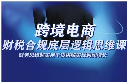 跨境电商财稅合规底层逻辑思维课,财务思维超实用于货讲解实现利润增长-汇课新知资源网