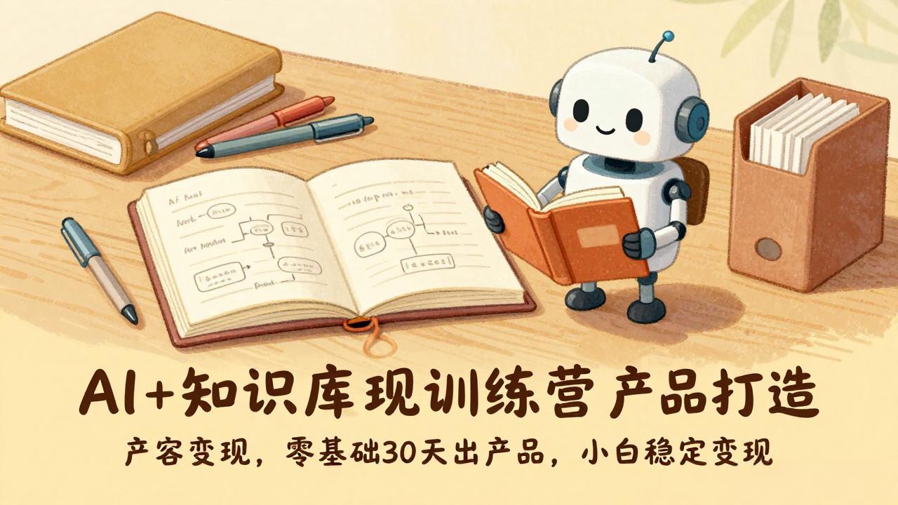 AI+知识库变现训练营，产品打造、内容创作、全平台变现，零基础30天出产品，小白稳定变现-汇课新知资源网
