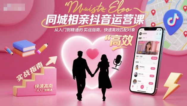 同城相亲抖音运营课,从入门到精通的实战指南,快速高效匹配对象-汇课新知资源网