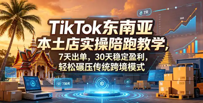 TikTok东南亚本土店实操陪跑教学，7天出单，30天稳定盈利，轻松碾压传统跨境模式(更新0819)-汇课新知资源网