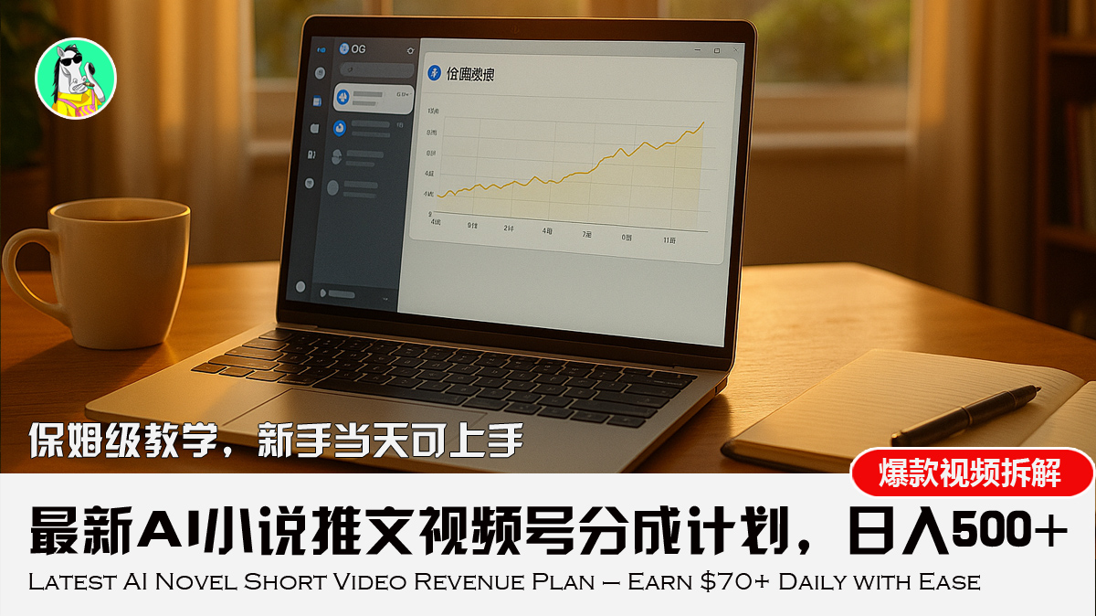 最新AI小说推文视频号分成计划，新手小白也能当天日入500+教程-汇课新知资源网