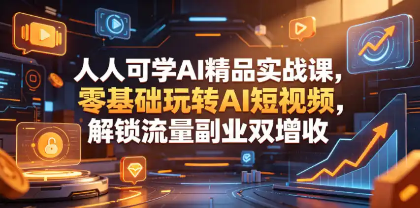 人人可学AI精品实战课,零基础玩转AI短视频,解锁流量副业双增收-汇课新知资源网