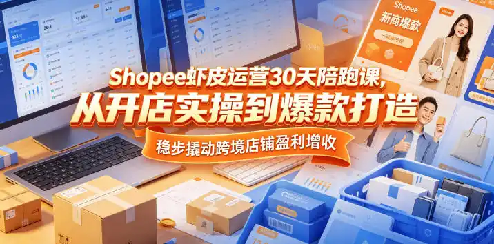 Shopee虾皮运营30天陪跑课,从开店实操到爆款打造,稳步撬动跨境店铺盈利增收-汇课新知资源网