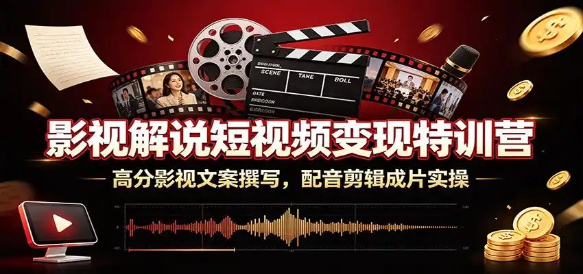 影视解说短视频变现特训营:高分影视文案撰写,配音剪辑成片实操-汇课新知资源网