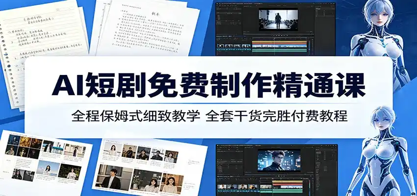 AI短剧免费制作精通课：全程保姆式细致教学，全套干货完胜付费教程-汇课新知资源网