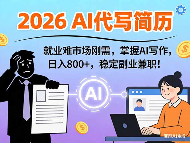 AI代写简历,超暴利,用万能模板月入1-3万实战教程,2026年市场刚需!-汇课新知资源网