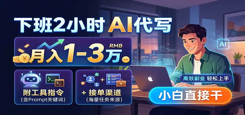 下班2小时AI代写,月入1-3万,附工具指令+接单渠道,小白直接干-汇课新知资源网