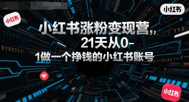 小红书涨粉变现营，21天从0-1做一个挣钱的小红书账号-汇课新知资源网