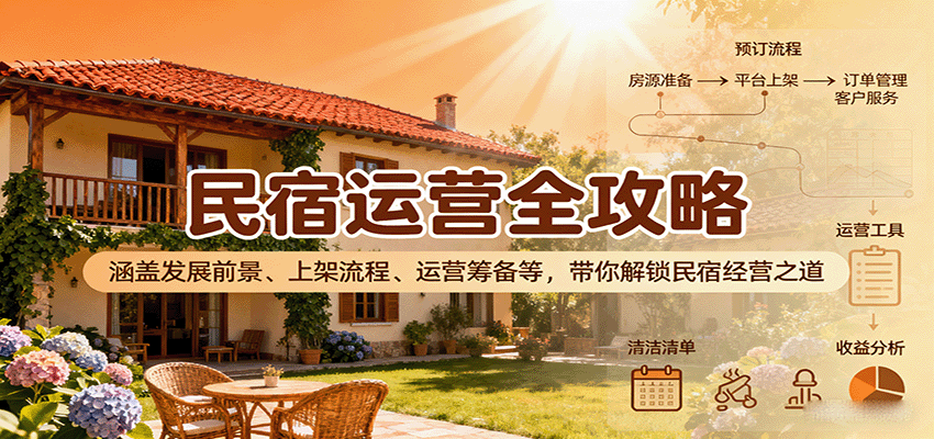 民宿运营全攻略:涵盖发展前景、上架流程、运营筹备等,带你解锁民宿经营之道-汇课新知资源网