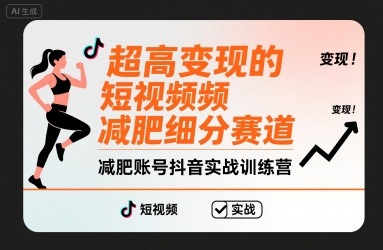 超高变现的短视频减肥细分赛道，减肥账号抖音实战训练营-汇课新知资源网