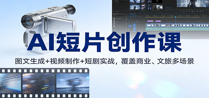 AI短片创作课:图文生成+ 视频制作+短剧实战,覆盖商业、 文旅多场景-汇课新知资源网