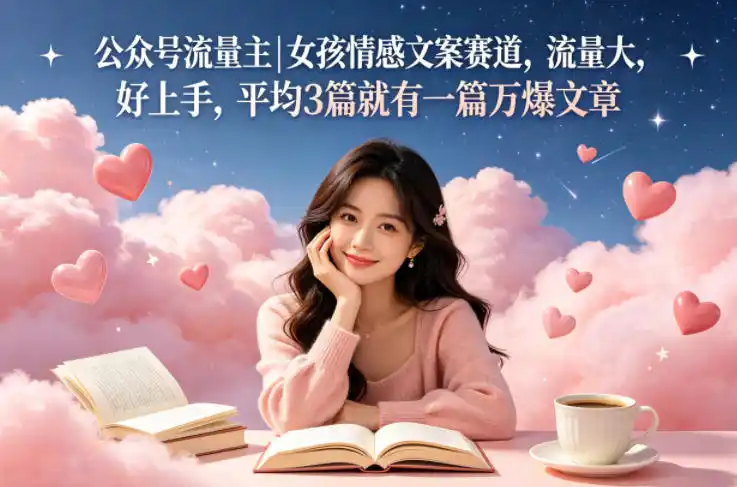 公众号流量主女孩情感文案赛道,流量大,好上手,平均3篇就有一篇万爆文章-汇课新知资源网