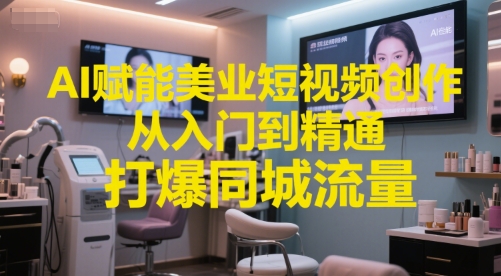 AI赋能美业短视频创作，从入门到精通，打爆同城流量，超级AI工具短视频实操落地-汇课新知资源网