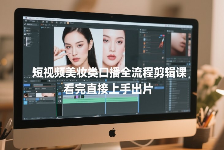 短视频美妆类口播全流程剪辑课,看完直接上手出片-汇课新知资源网