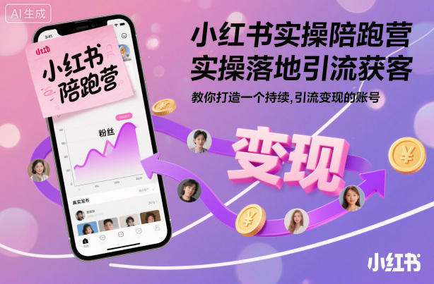 小红书实操陪跑营,实操落地引流获客,教你打造一个持续引流变现的账号-汇课新知资源网