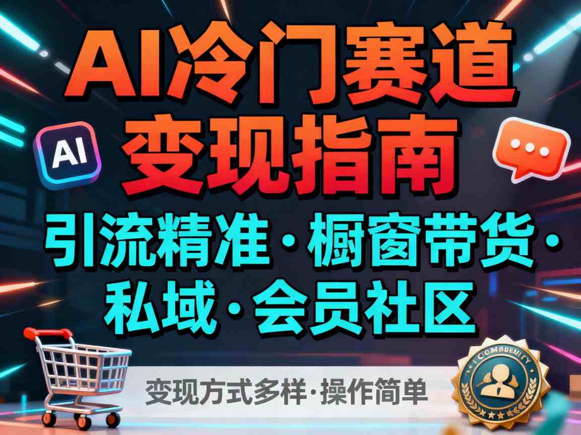 AI冷门赛道，引流精准，橱窗带货+私域+会员社区，变现方式多样，操作简单-汇课新知资源网