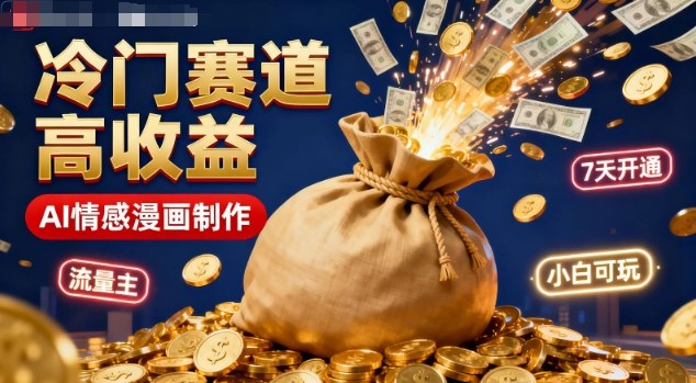 公众号冷门赛道,用AI做情感漫画,7天开通流量主,操作简单,小白可玩-汇课新知资源网
