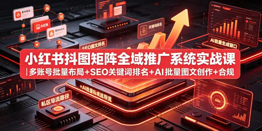 小红书抖图矩阵全域推广系统实战课|多账号批量布局+SEO关键词排名+AI批量图文创作+合规私域导流完整落地教程-汇课新知资源网